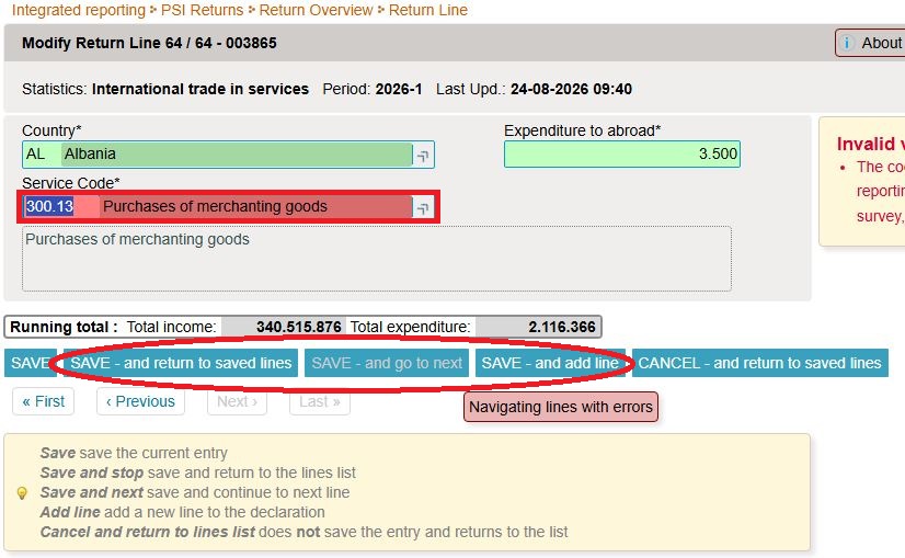 Screenshot of errors to modify in a single line within the uploaded multi import file in IDEP.